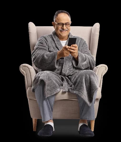 One happy man in chair